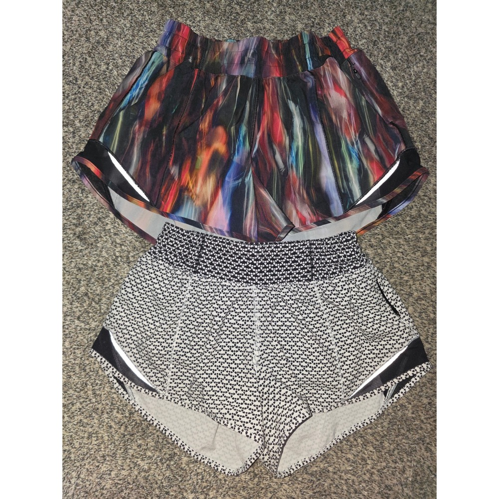 Lululemon Speed Up Shorts Bundle Size 2 Abstract Multi & Black White Dots 2.5in